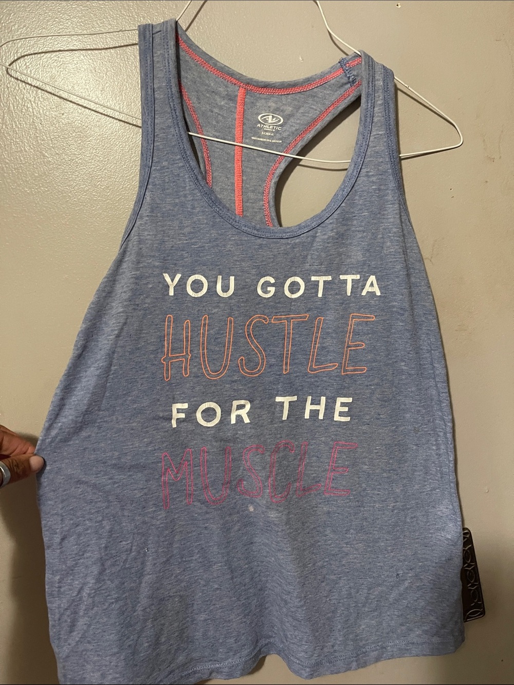 Athletic Works Blue Racerback Tank with Motivational Graphic